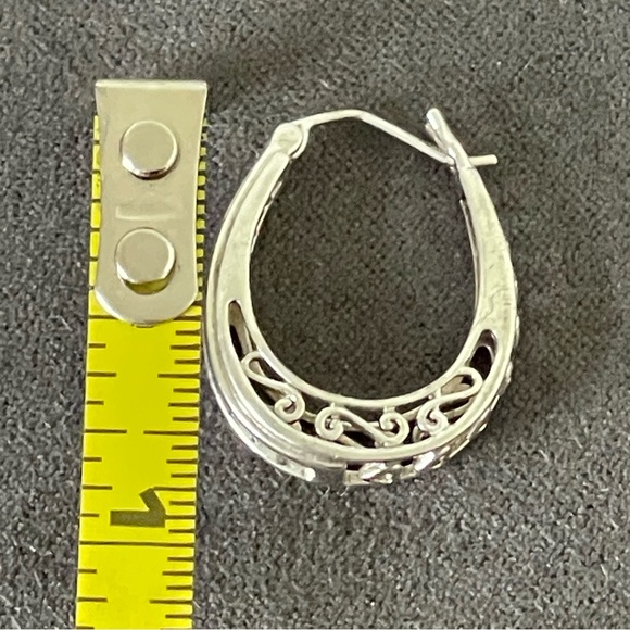 Elegant Sterling Silver 1/4 cttw Natural Diamond Hoop Earrings - Picture 7 of 9